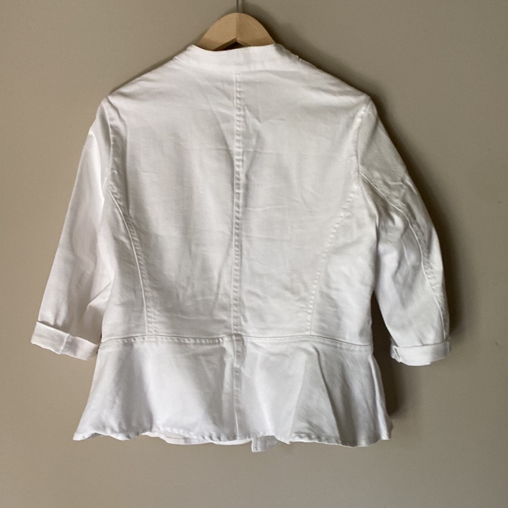 New Directions Petite White Jean Blazer w/ Zipper Accents Size Petite L - Picture 3 of 10